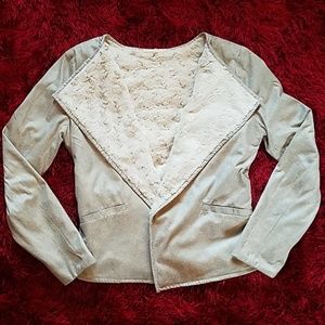 Reversible faux suede and fur blazer